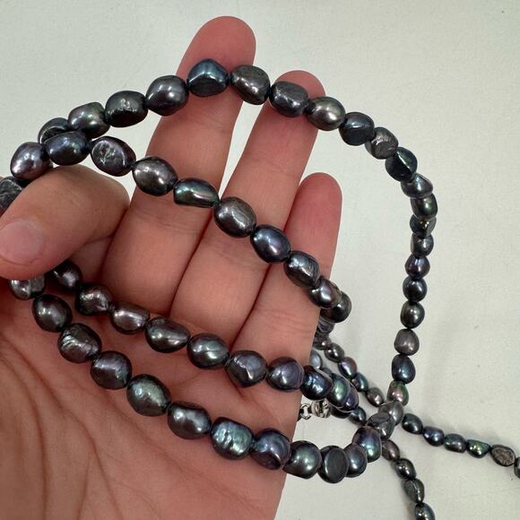 40 inch Freashwater baroque peacock purple pearl long necklace - Picture 8 of 14